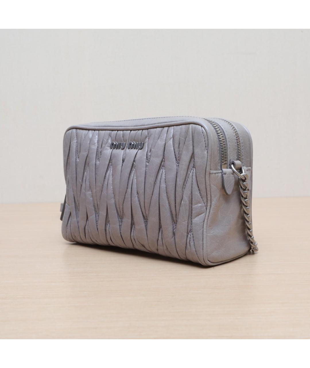 MIU MIU Серая кожаная сумка через плечо, фото 4