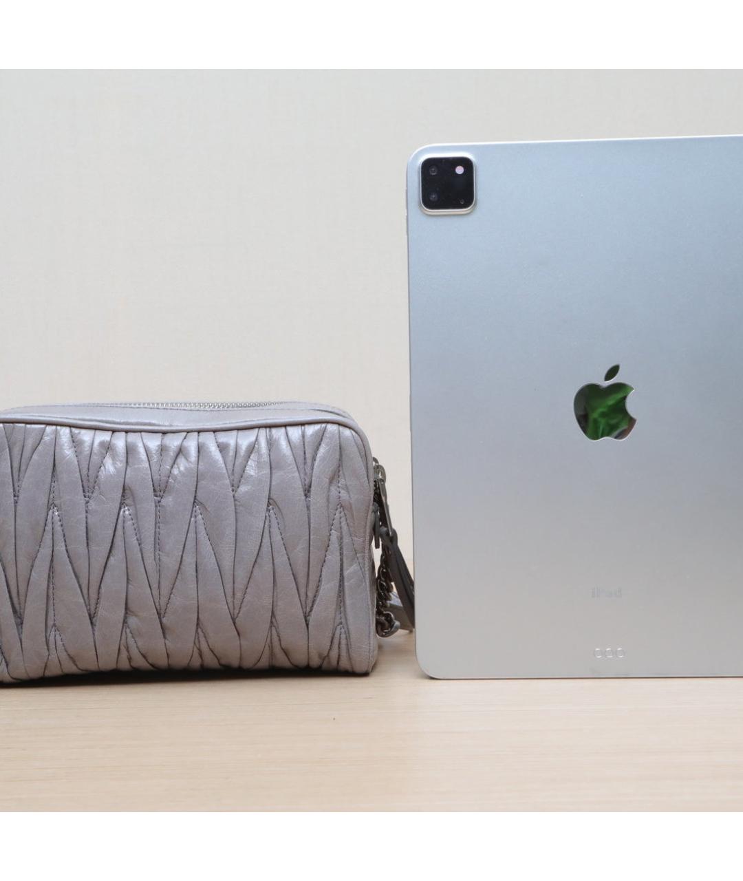 MIU MIU Серая кожаная сумка через плечо, фото 7
