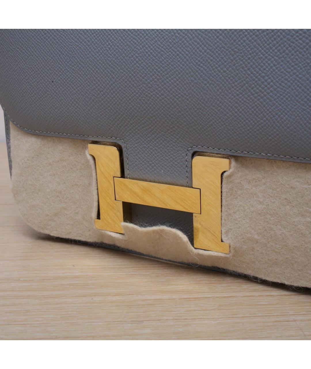 HERMES Серая кожаная сумка через плечо, фото 7