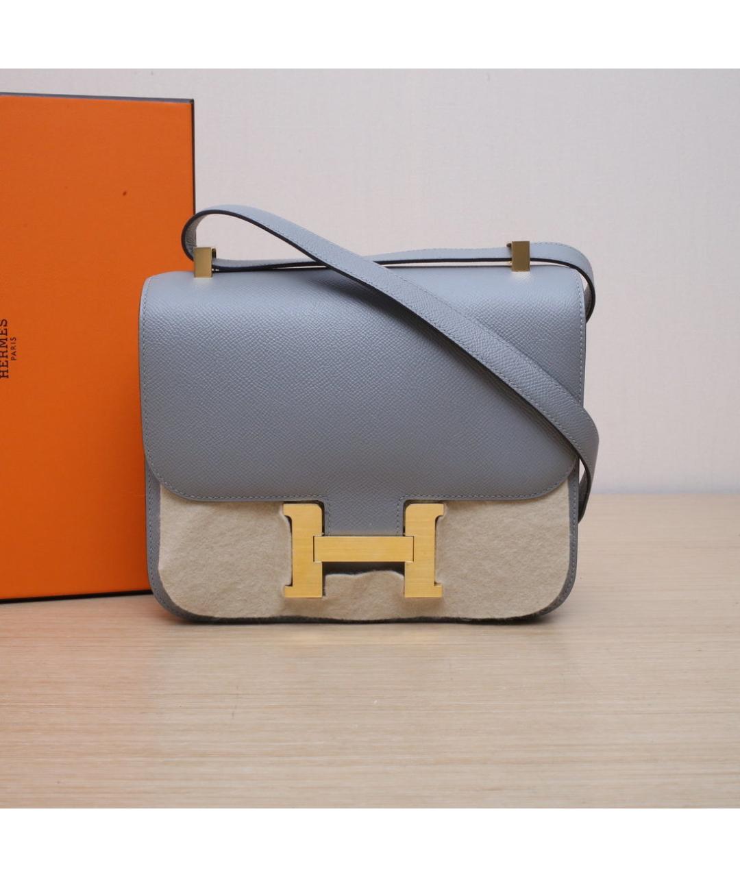 HERMES Серая кожаная сумка через плечо, фото 2
