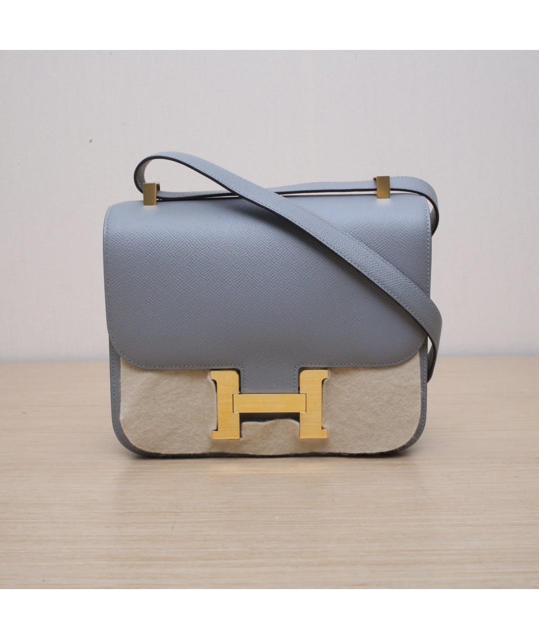 HERMES Серая кожаная сумка через плечо, фото 3