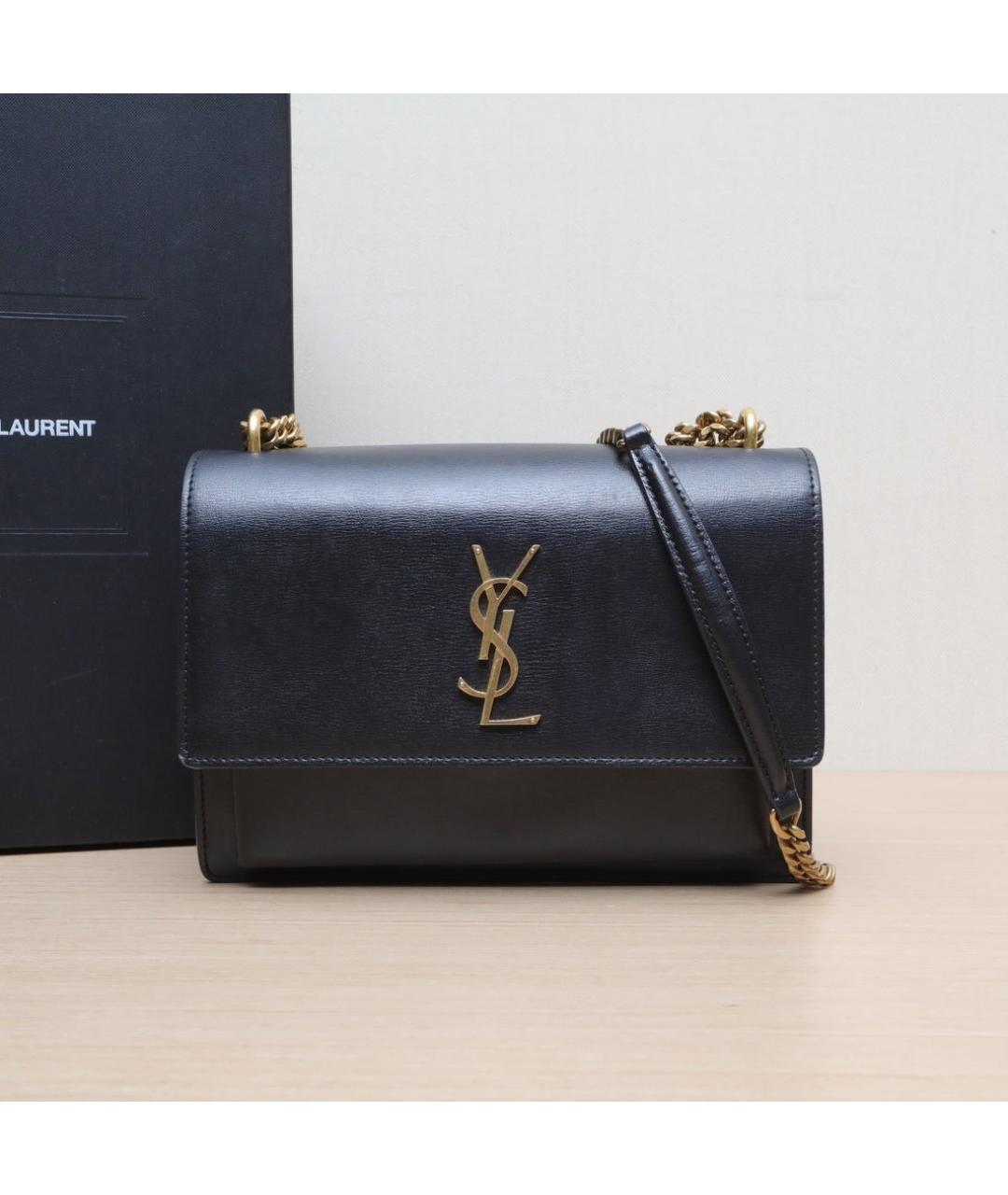 SAINT LAURENT Черная кожаная сумка через плечо, фото 2