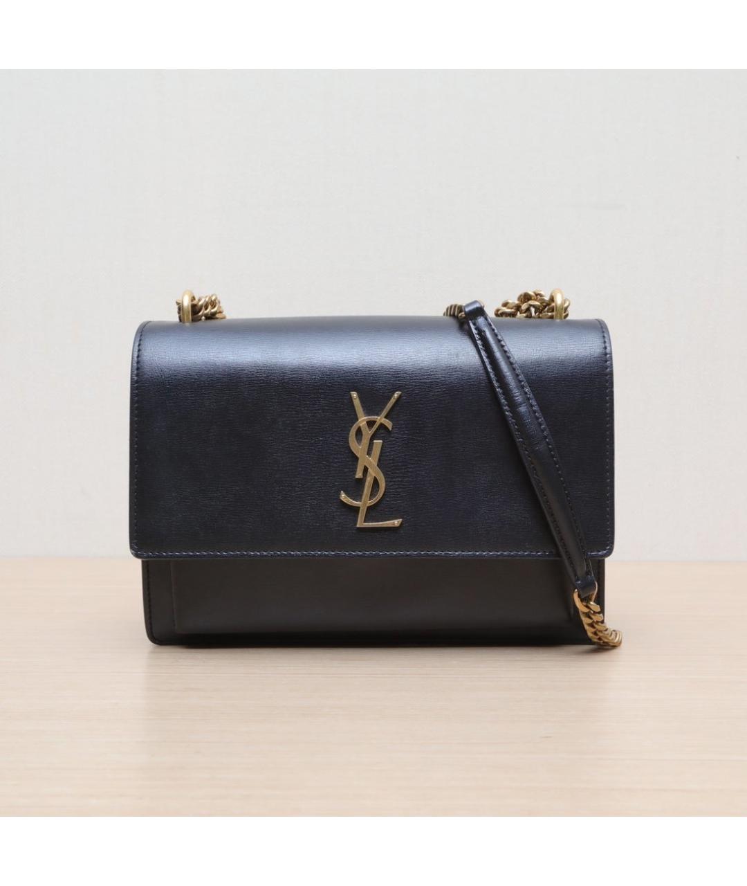 SAINT LAURENT Черная кожаная сумка через плечо, фото 3