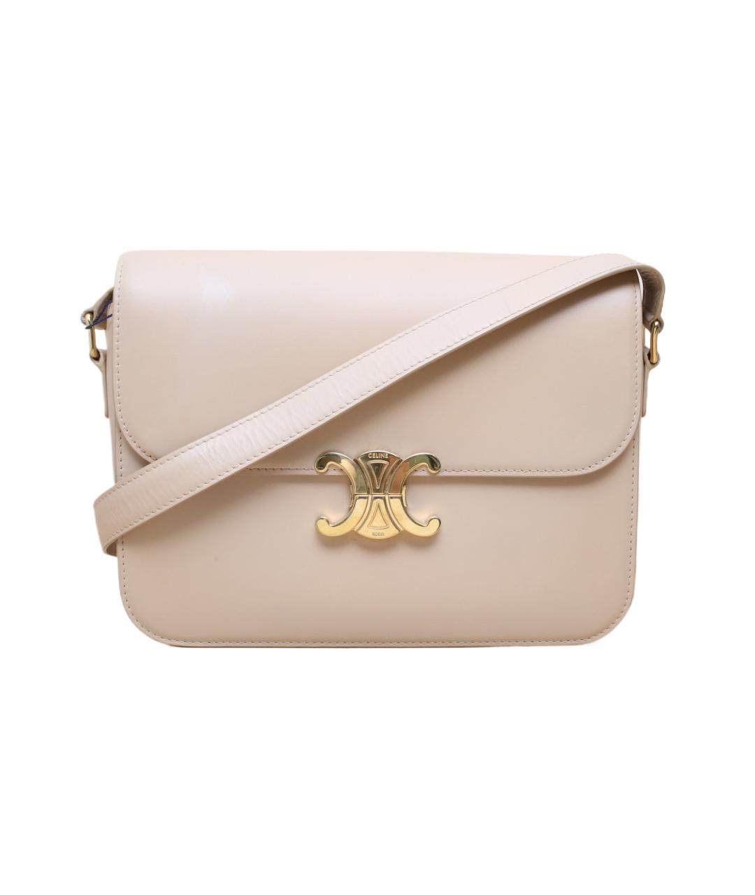 CELINE Бежевая кожаная сумка через плечо, фото 1