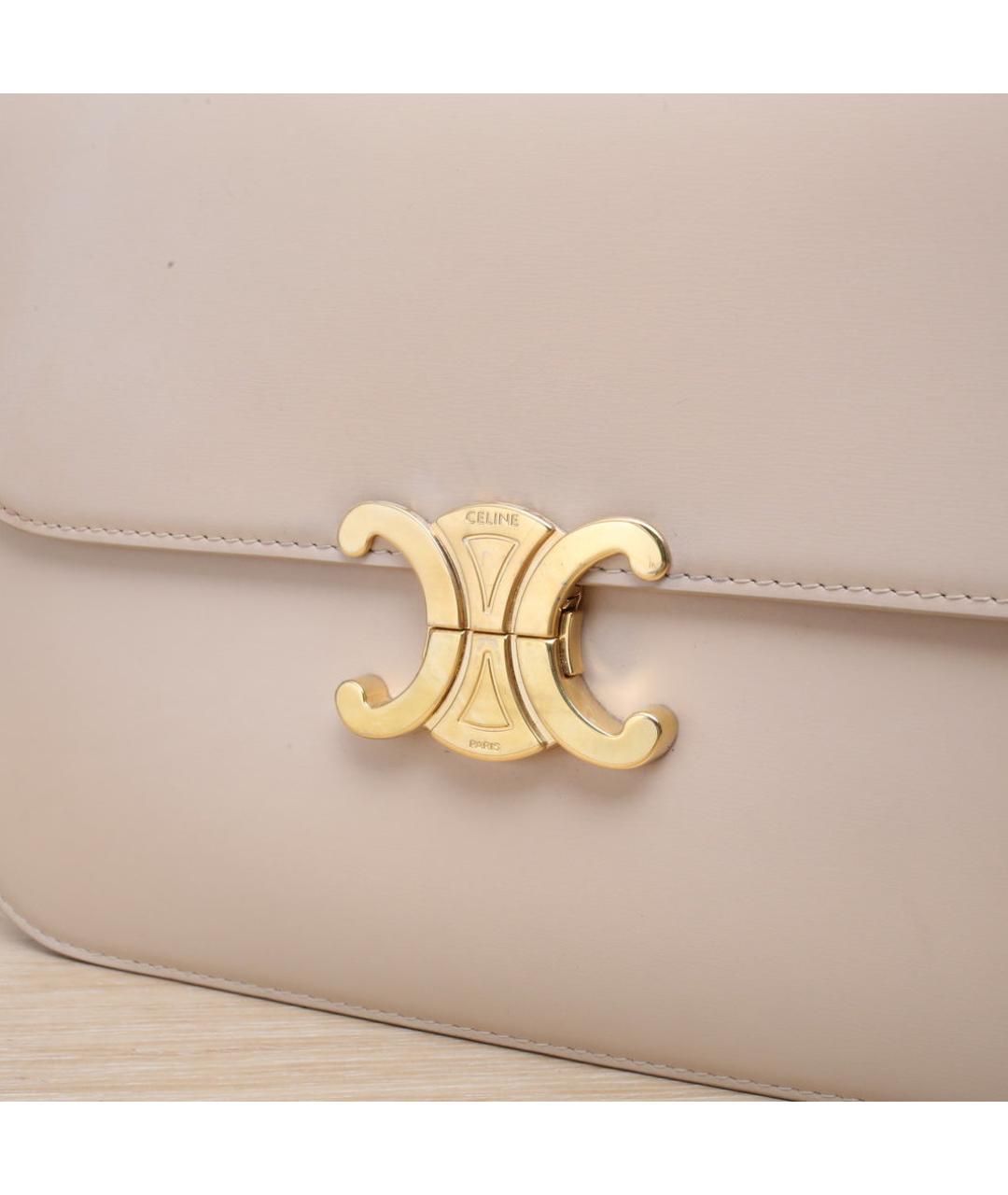 CELINE Бежевая кожаная сумка через плечо, фото 7
