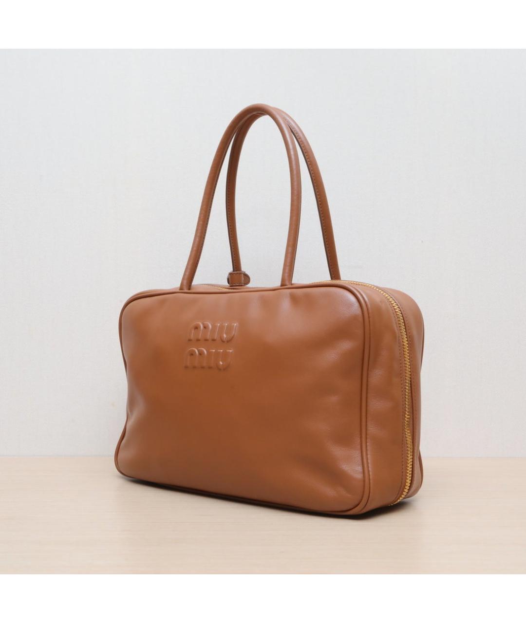 MIU MIU Коричневая кожаная сумка через плечо, фото 4