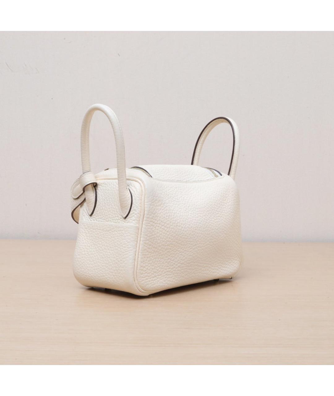 HERMES Белая кожаная сумка через плечо, фото 6