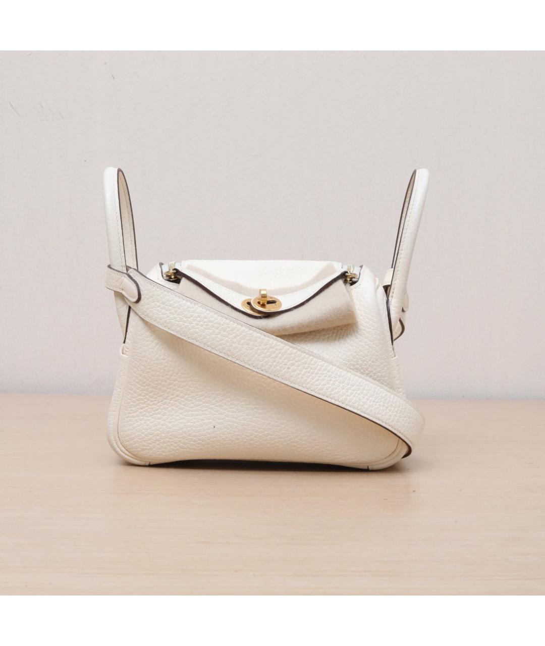 HERMES Белая кожаная сумка через плечо, фото 3