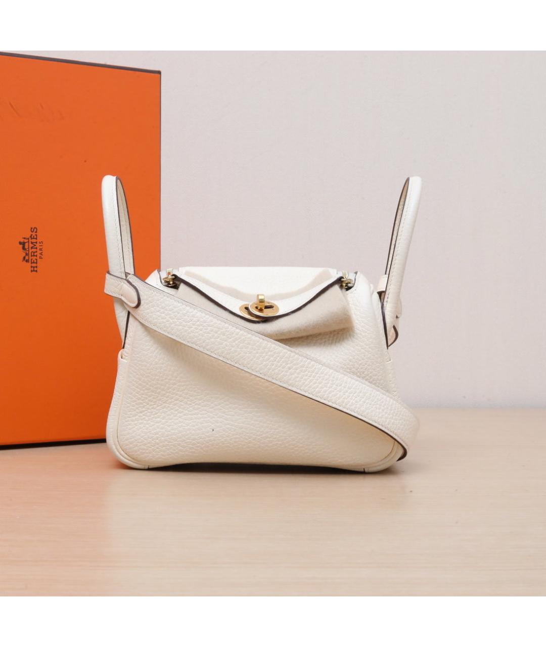 HERMES Белая кожаная сумка через плечо, фото 2
