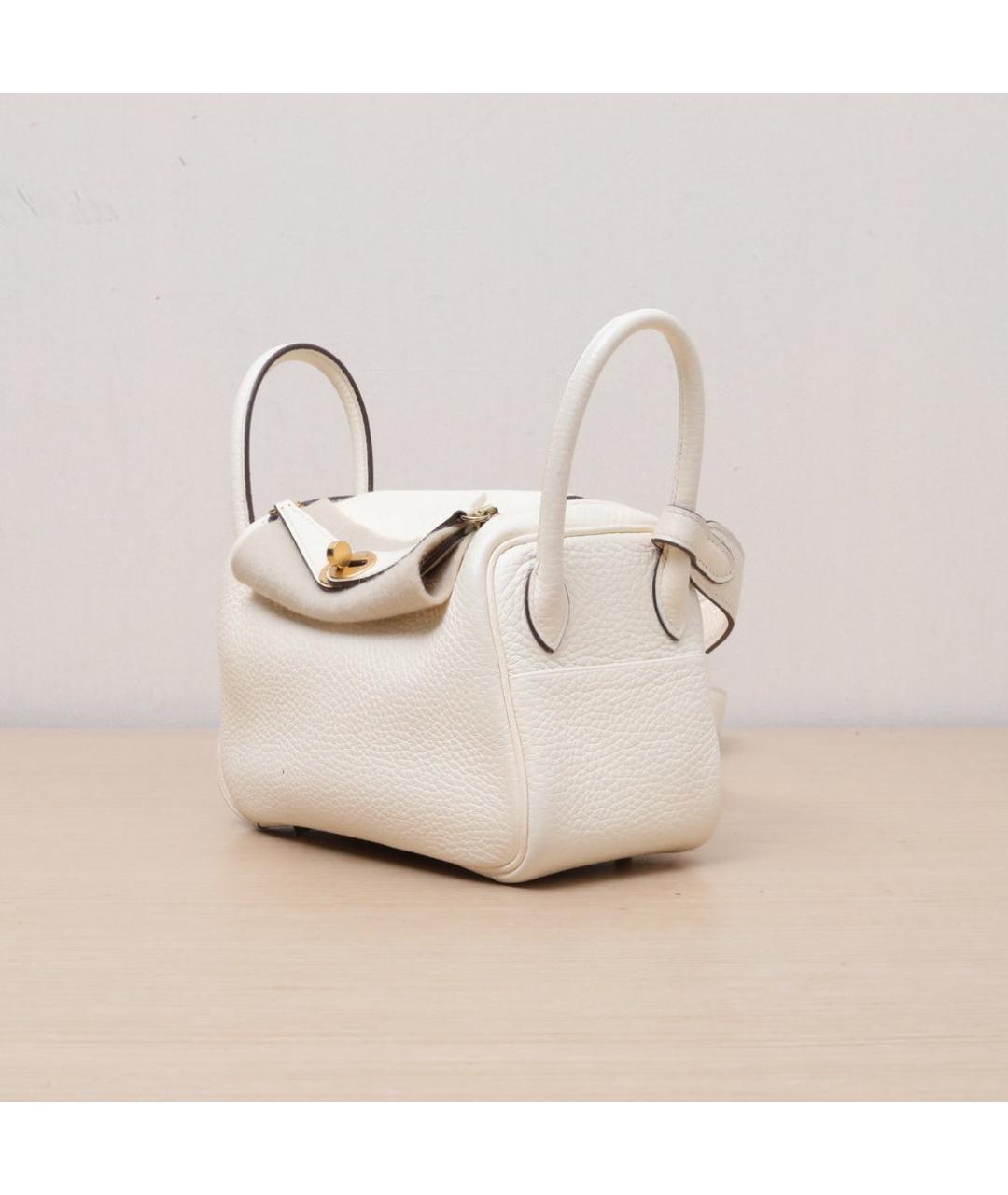 HERMES Белая кожаная сумка через плечо, фото 4