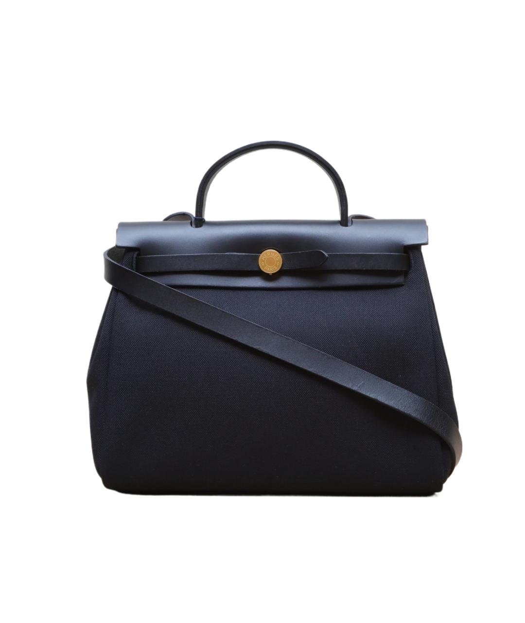 HERMES Черная кожаная сумка с короткими ручками, фото 1