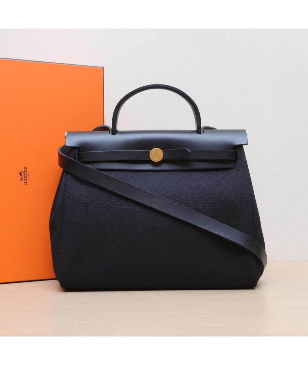 HERMES Черная кожаная сумка с короткими ручками, фото 2