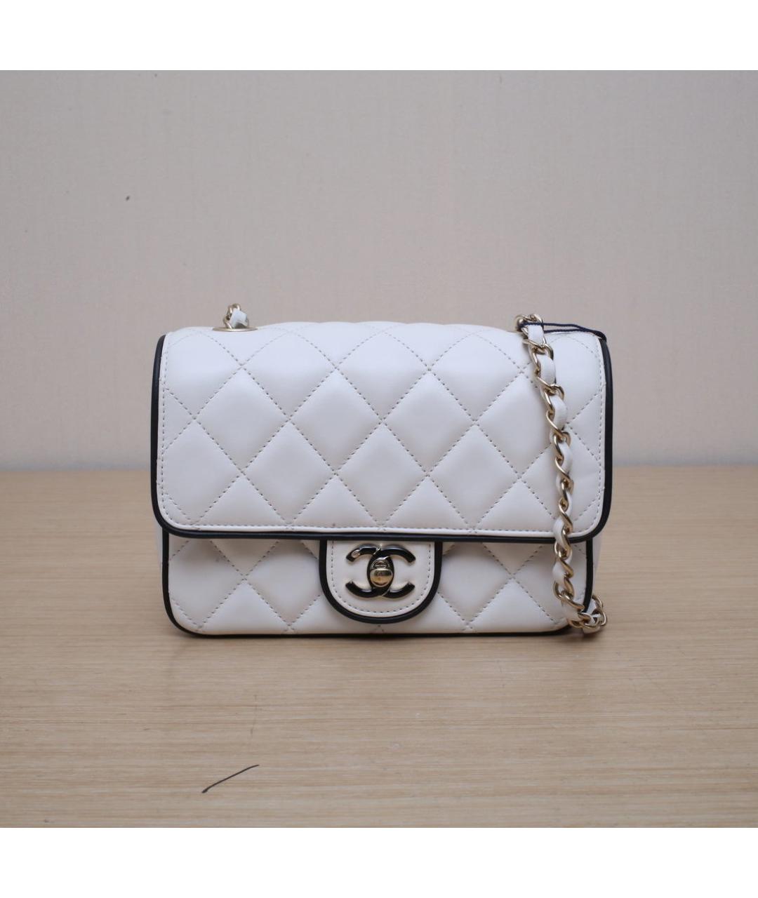 CHANEL Белая кожаная сумка через плечо, фото 3