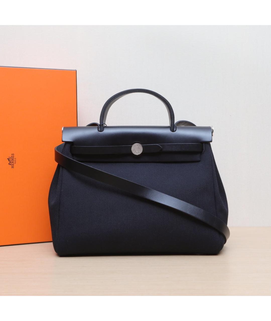 HERMES Черная кожаная сумка с короткими ручками, фото 2