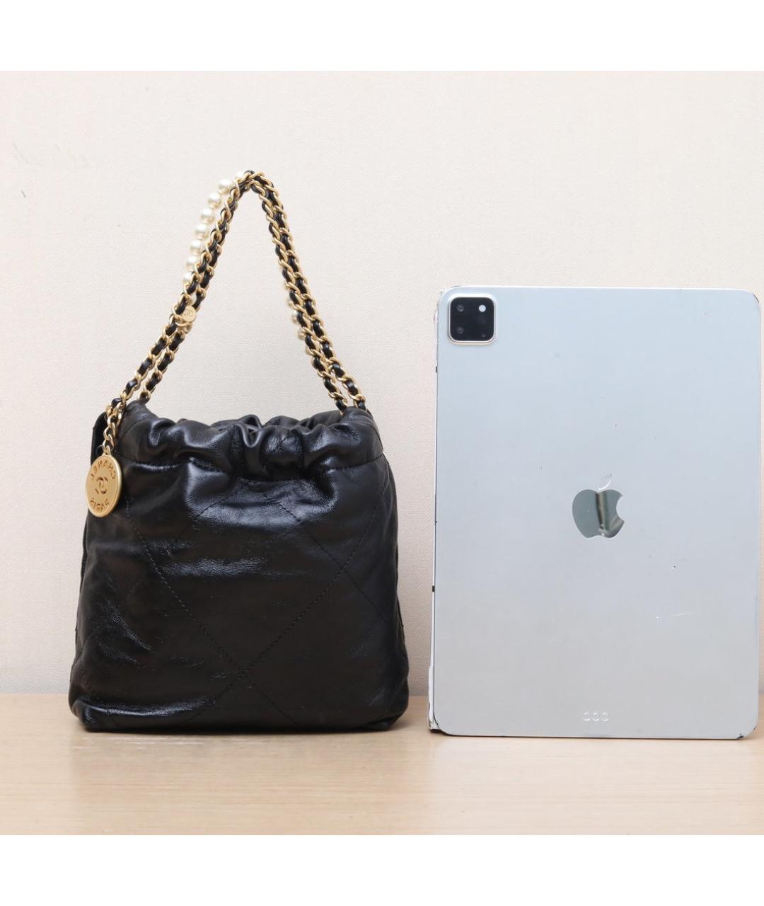 CHANEL Черная кожаная сумка через плечо, фото 8