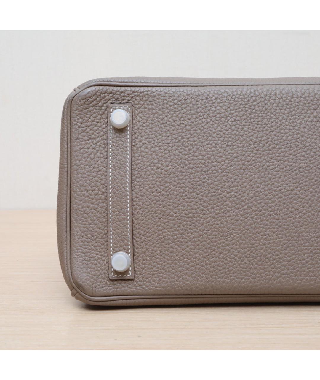 HERMES Серая кожаная сумка с короткими ручками, фото 9
