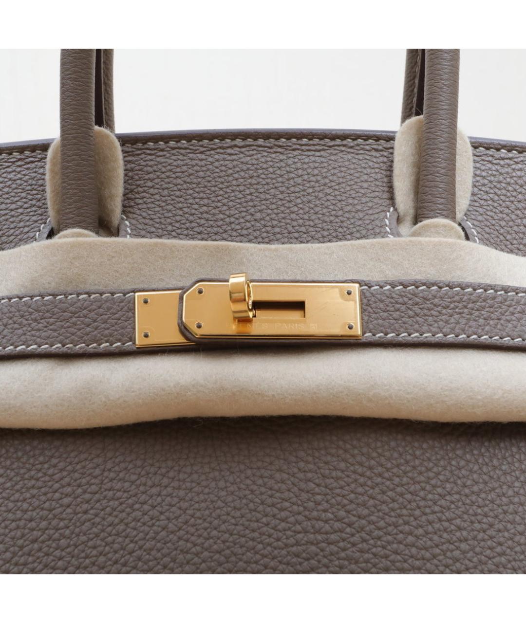 HERMES Серая кожаная сумка с короткими ручками, фото 8