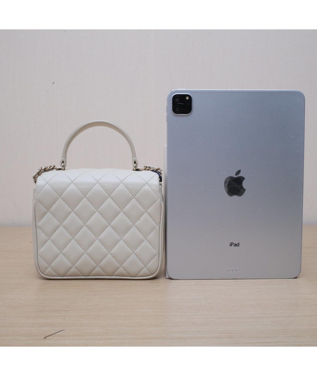 CHANEL Белая кожаная сумка через плечо, фото 7