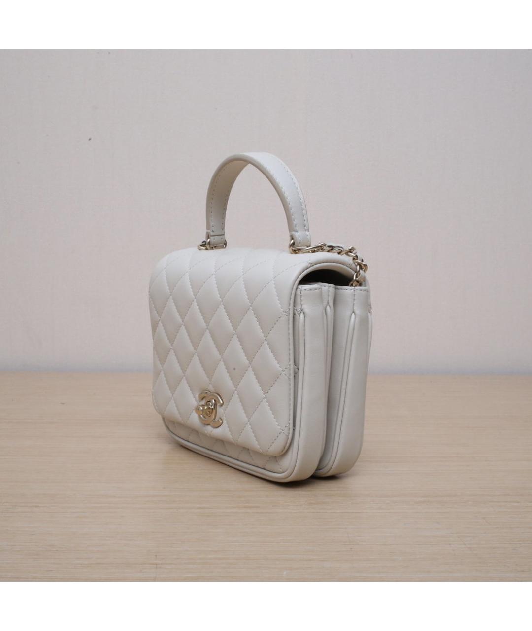 CHANEL Белая кожаная сумка через плечо, фото 4