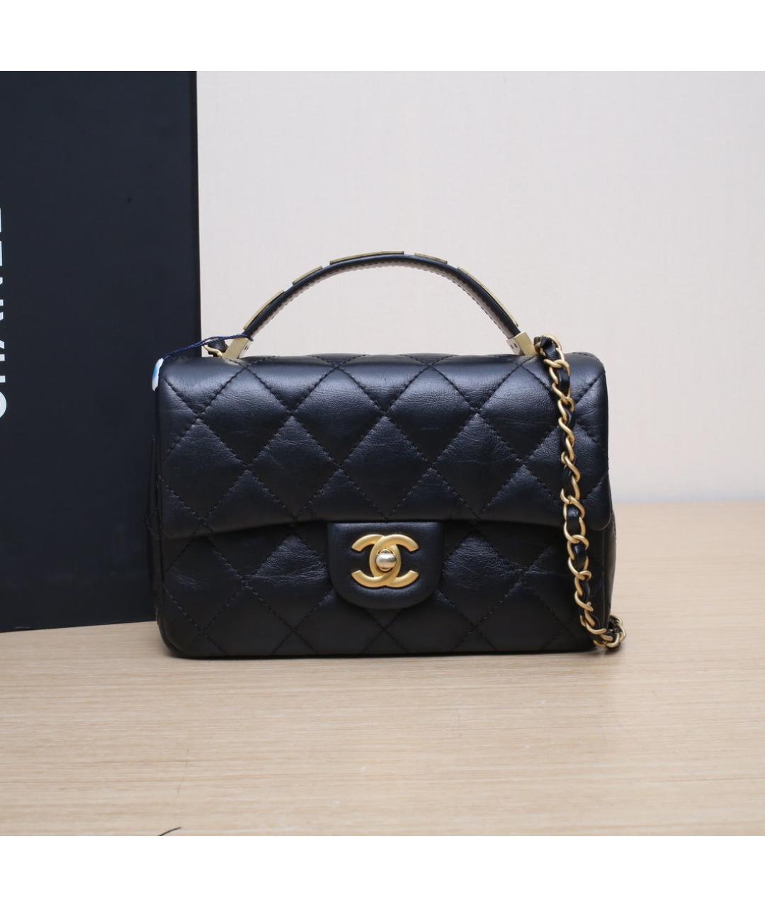 CHANEL Черная кожаная сумка через плечо, фото 2