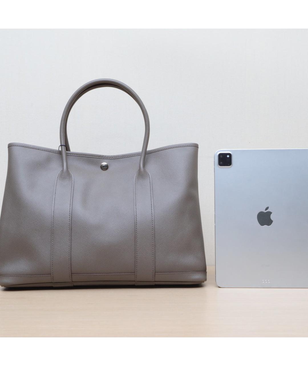 HERMES Серая кожаная сумка через плечо, фото 7