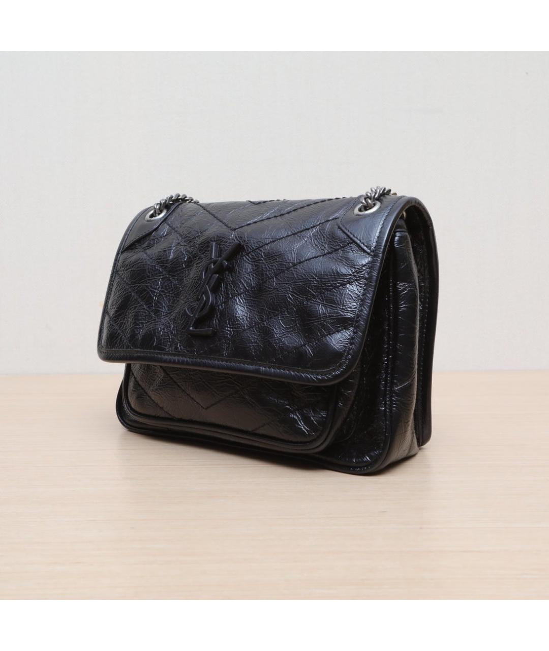 SAINT LAURENT Черная кожаная сумка через плечо, фото 4