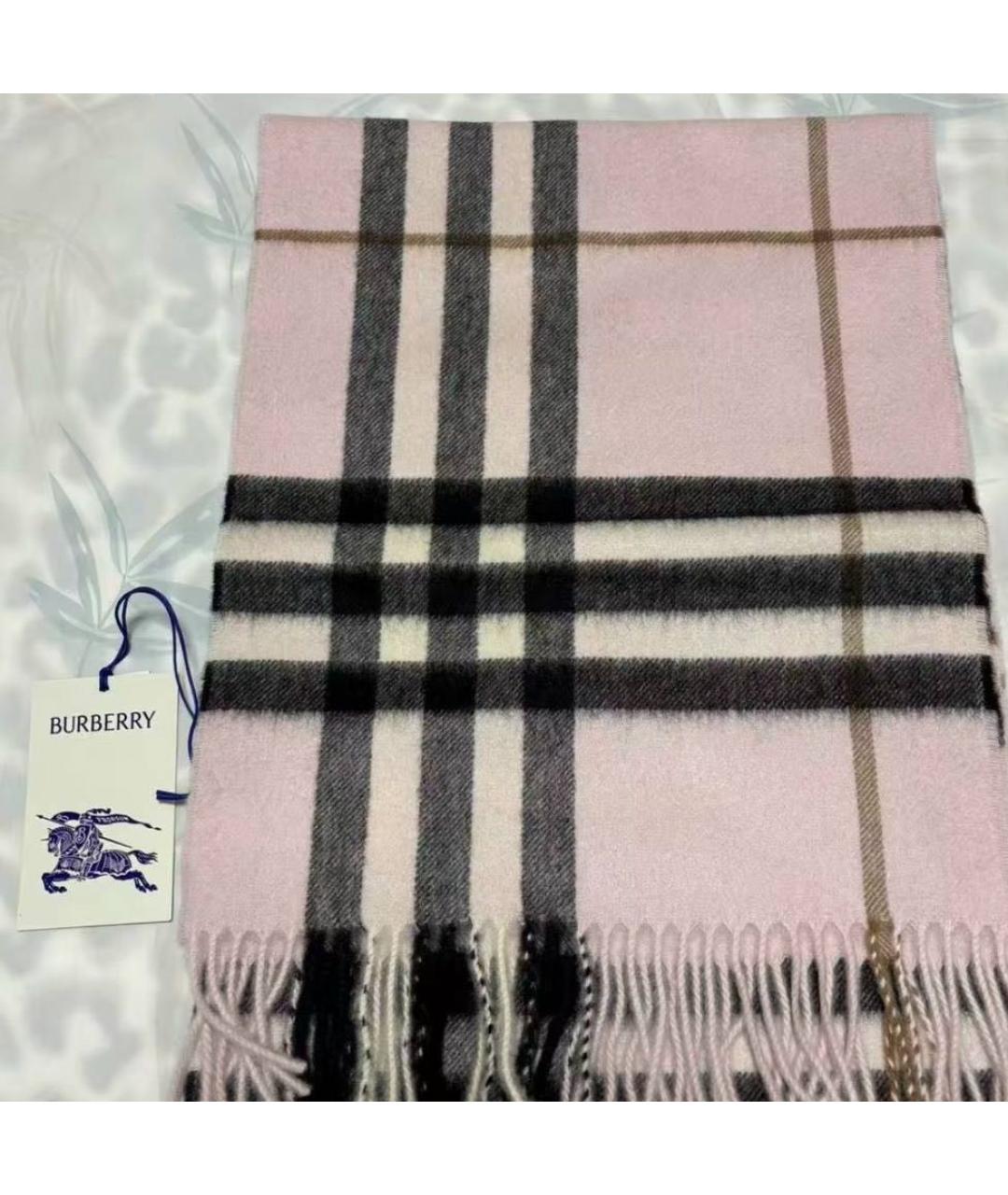 BURBERRY Розовый кашемировый шарф, фото 4
