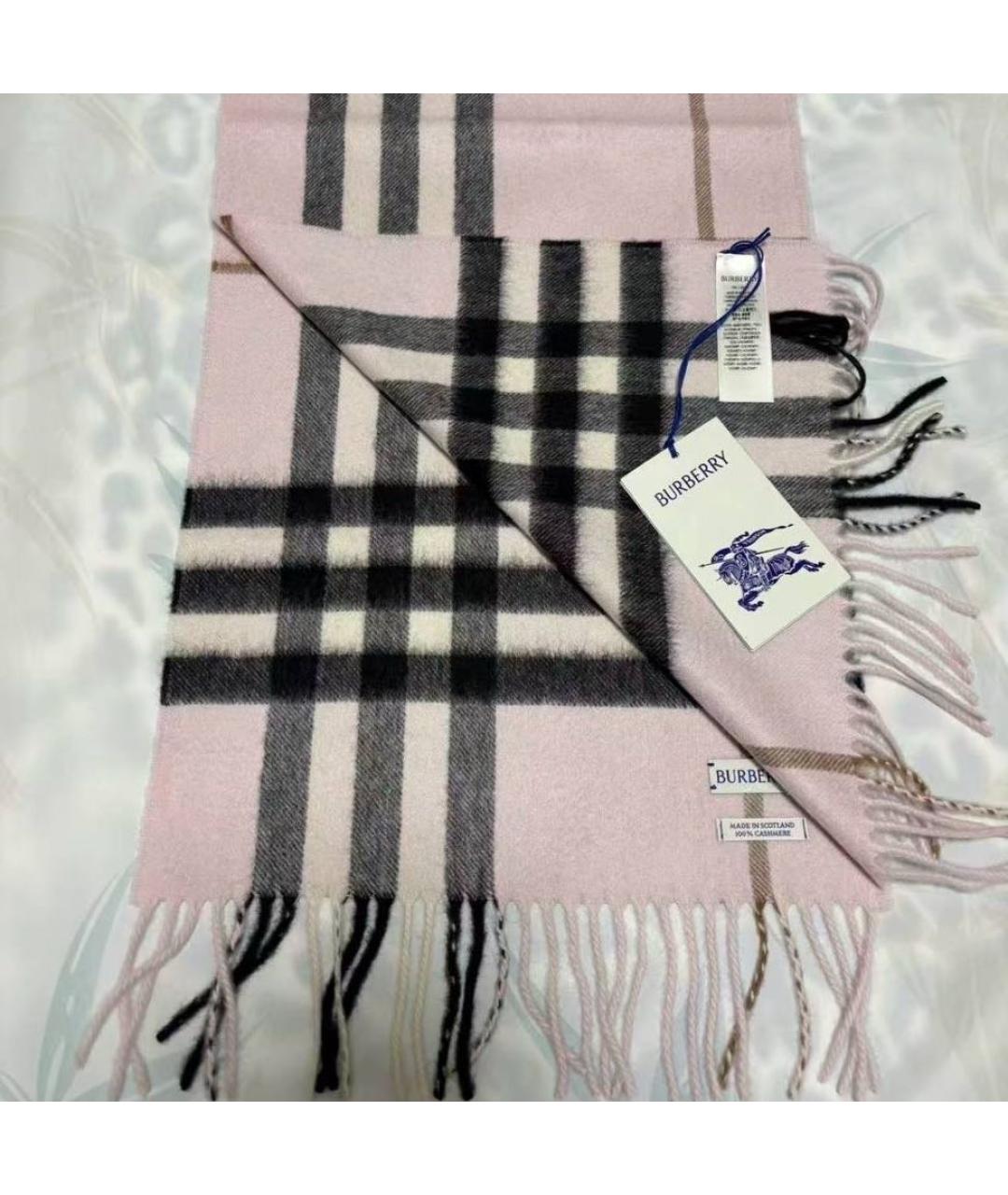 BURBERRY Розовый кашемировый шарф, фото 3