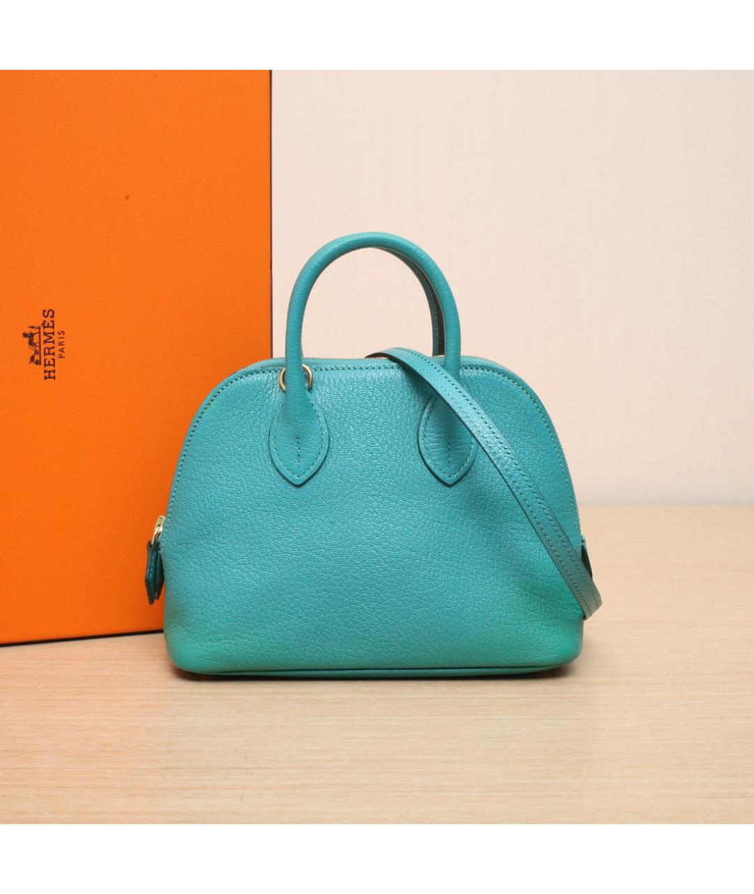 HERMES Бирюзовая кожаная сумка через плечо, фото 2