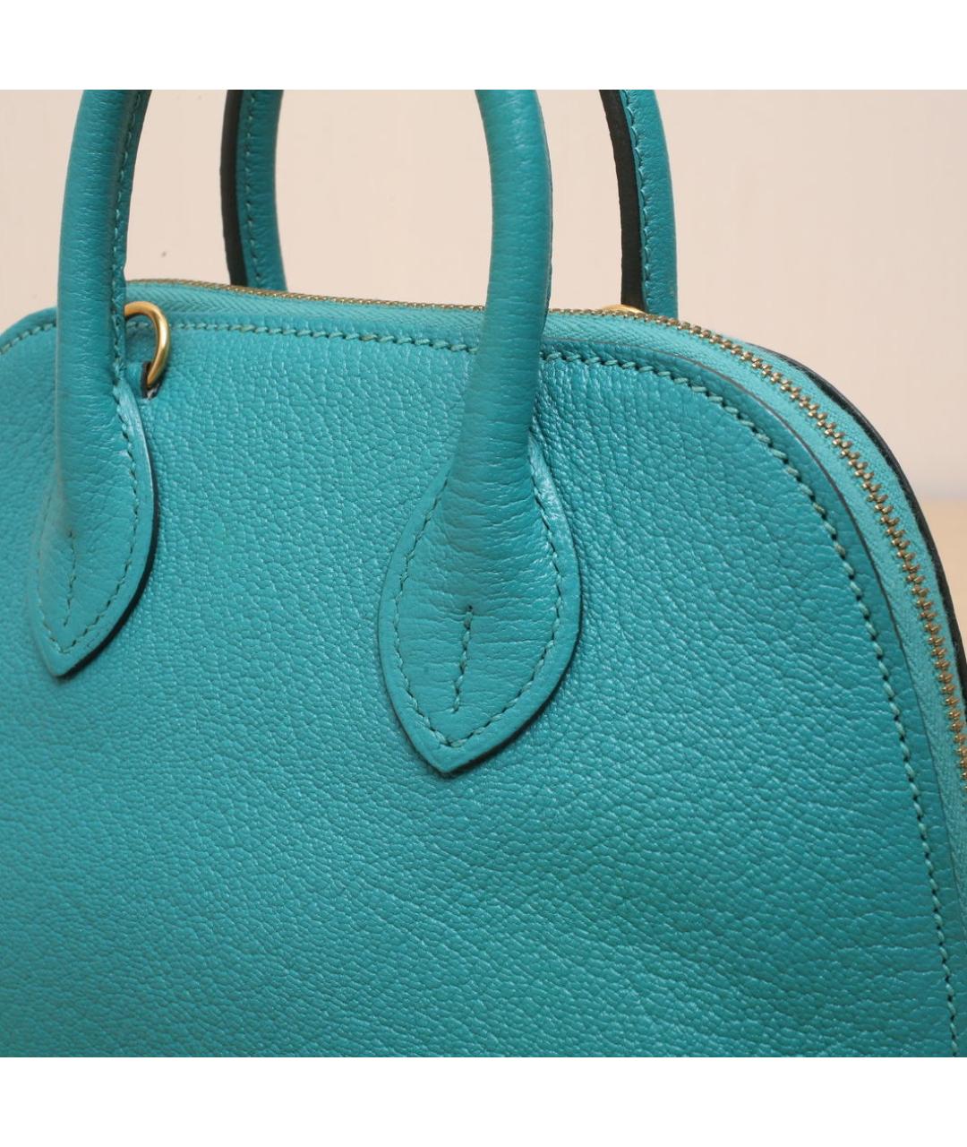 HERMES Бирюзовая кожаная сумка через плечо, фото 8