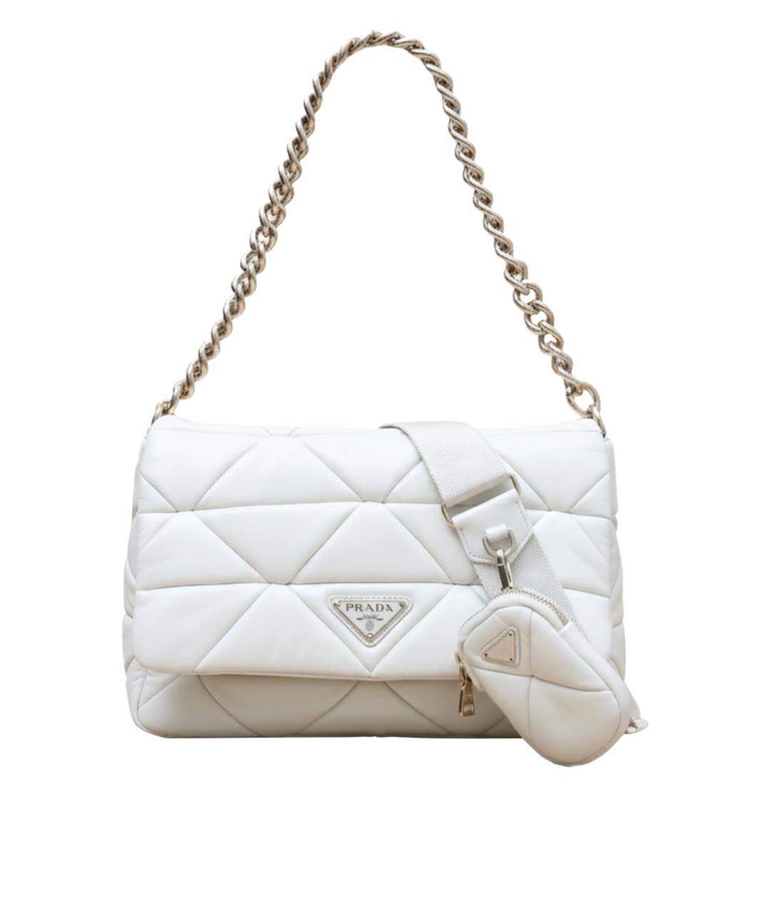 PRADA Белая кожаная сумка через плечо, фото 1