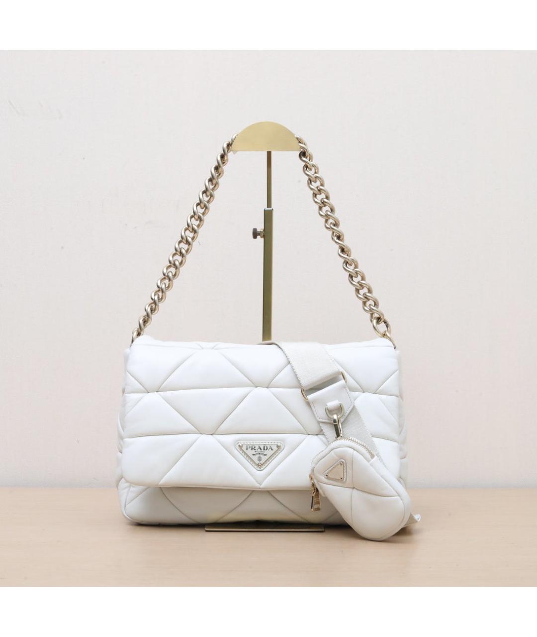 PRADA Белая кожаная сумка через плечо, фото 3