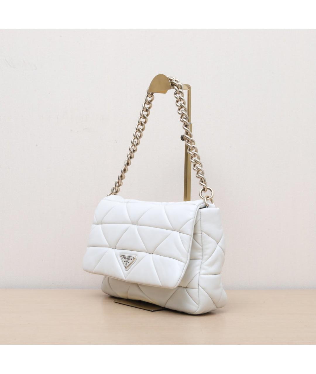 PRADA Белая кожаная сумка через плечо, фото 4