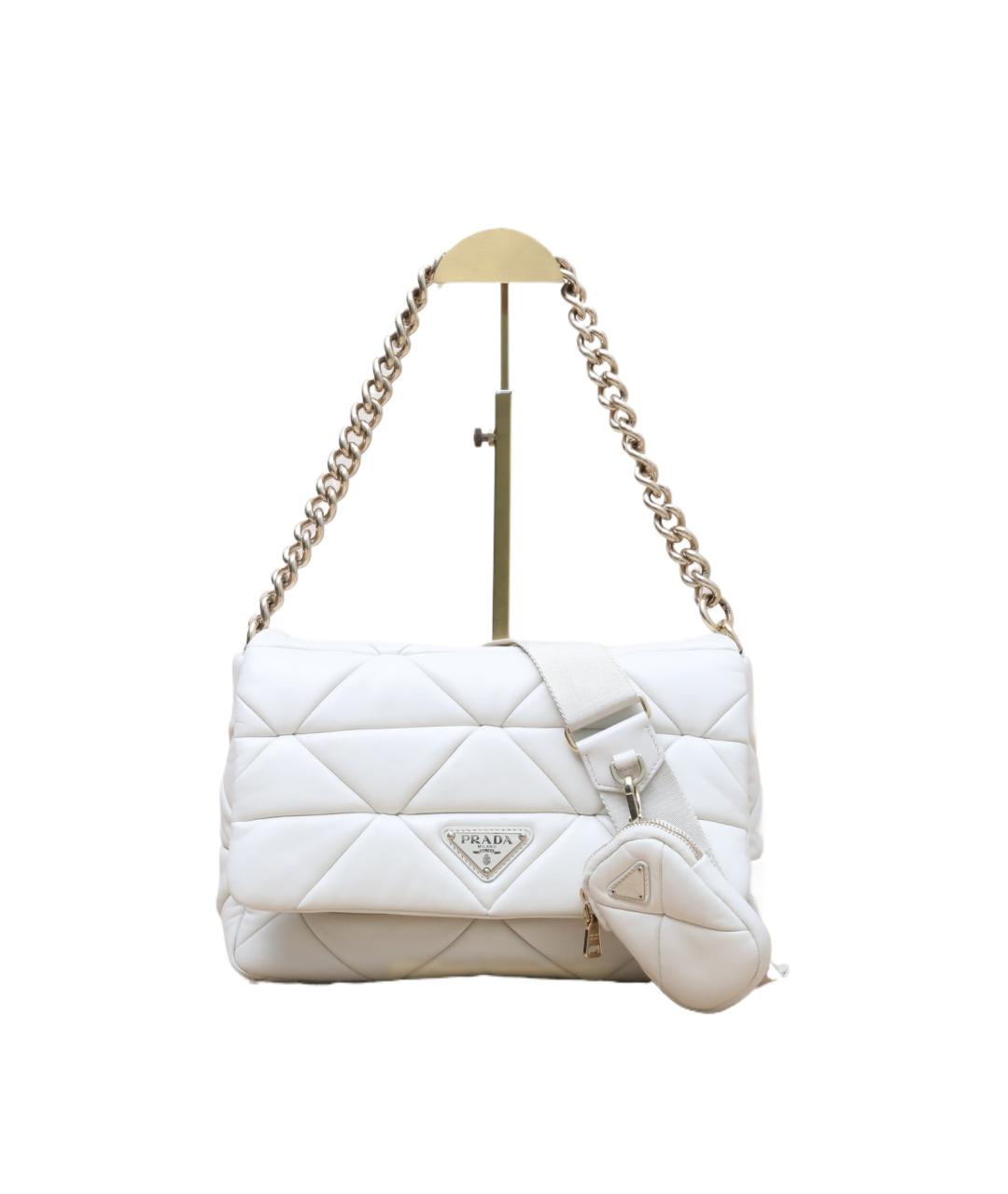 PRADA Белая кожаная сумка через плечо, фото 10