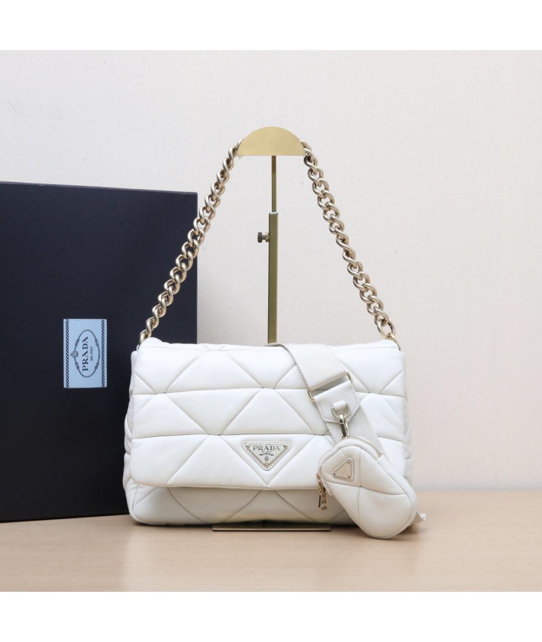 PRADA Белая кожаная сумка через плечо, фото 2