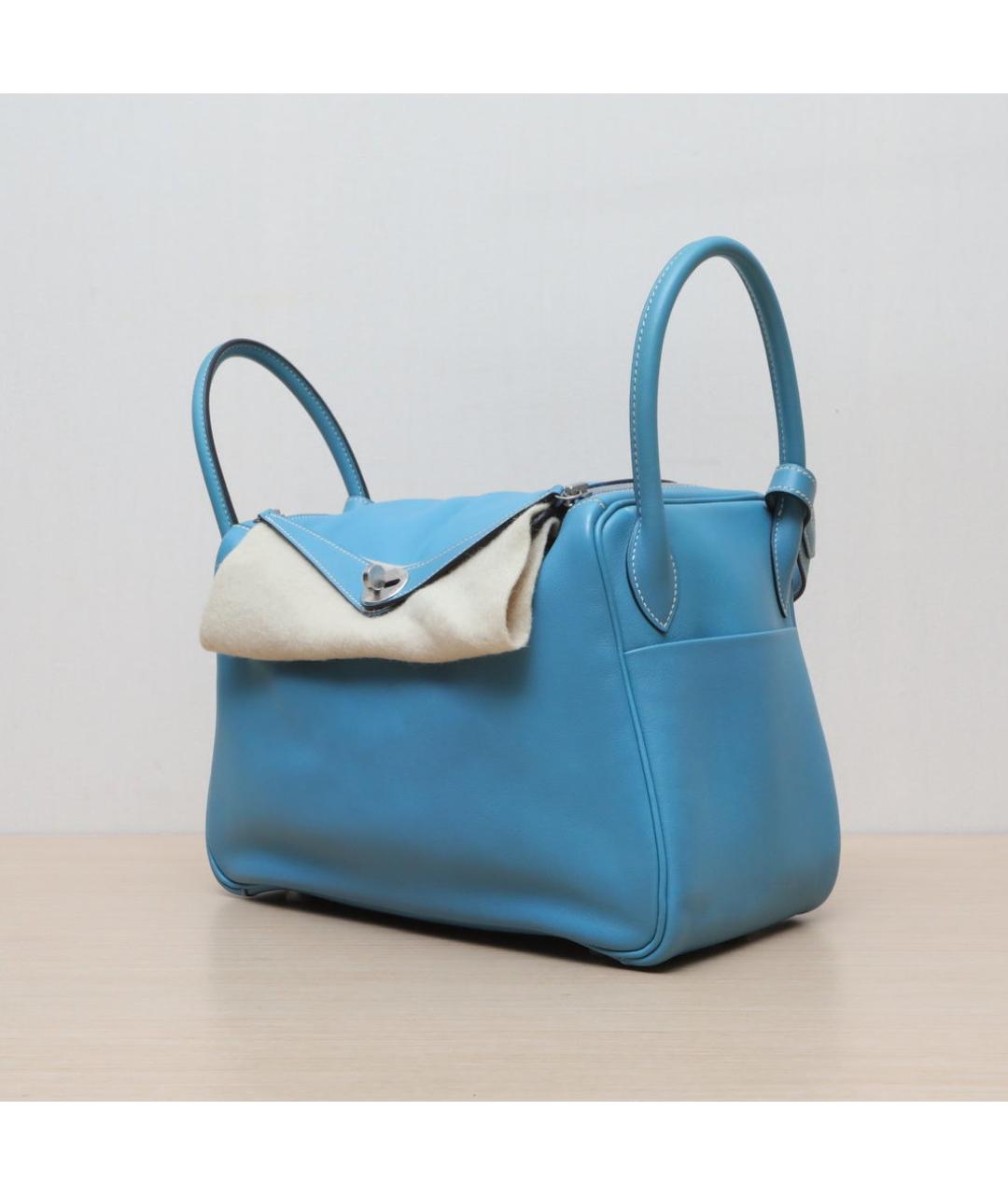 HERMES Голубая кожаная сумка через плечо, фото 4