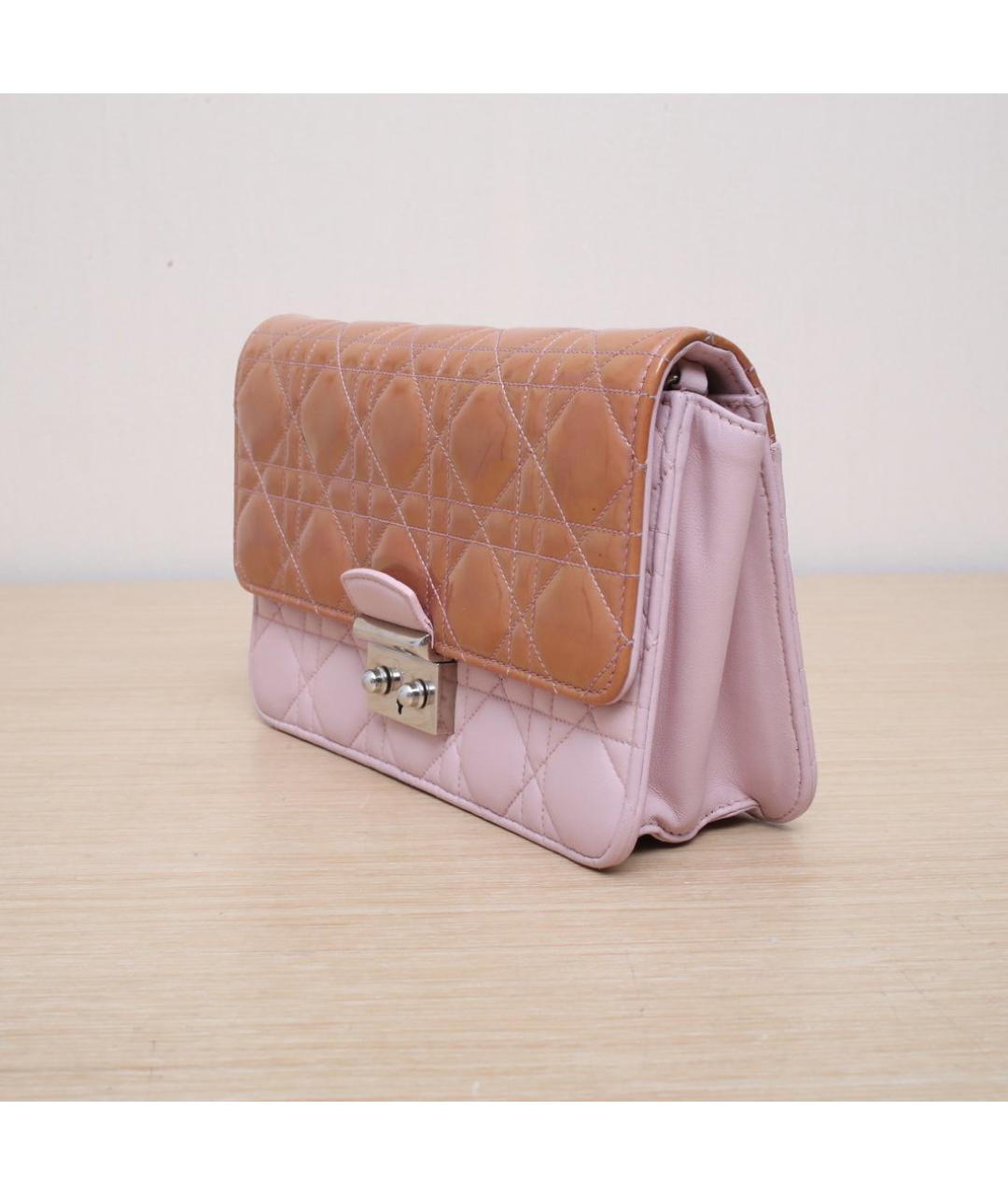 CHRISTIAN DIOR Розовая кожаная сумка через плечо, фото 4