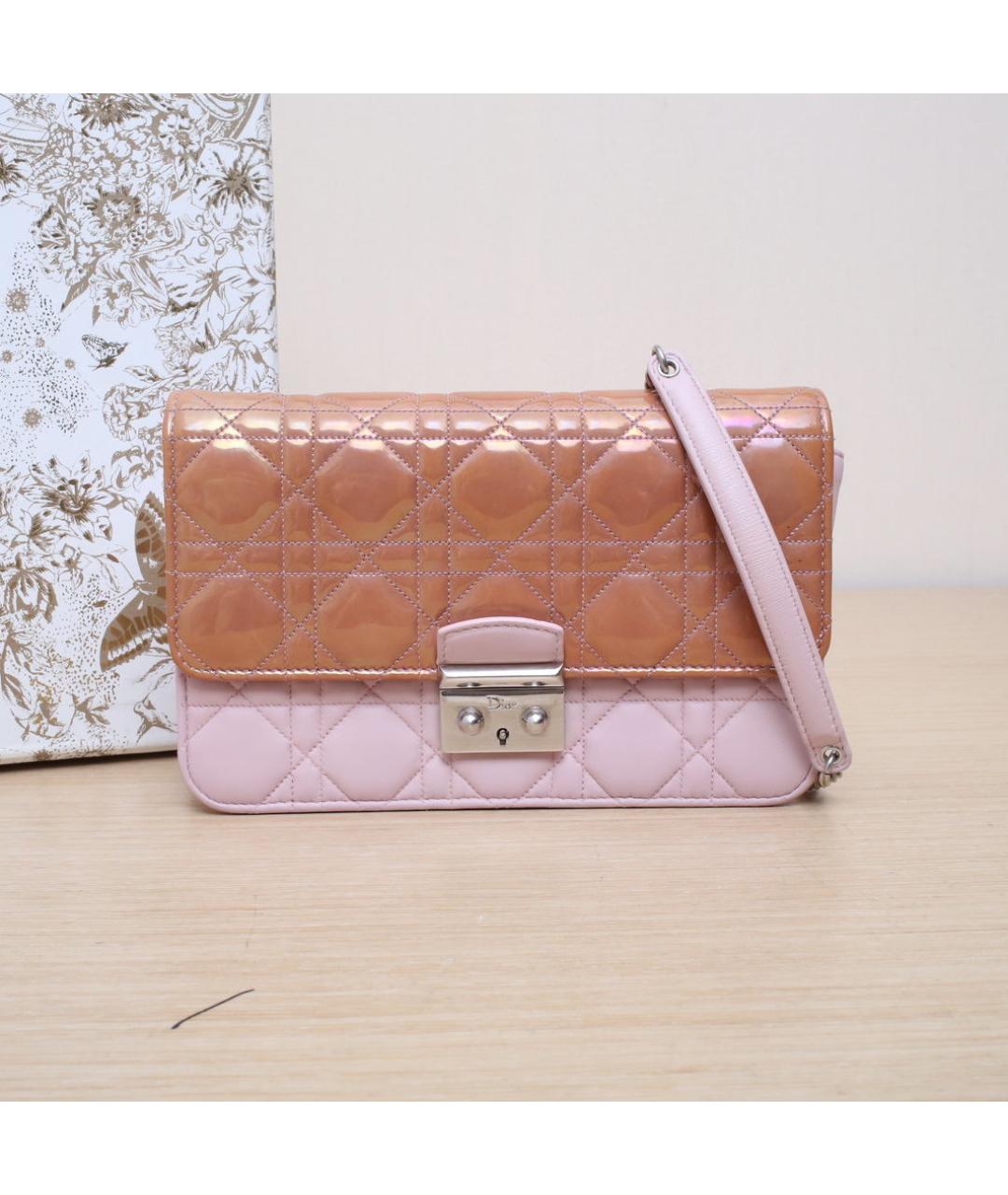CHRISTIAN DIOR Розовая кожаная сумка через плечо, фото 2