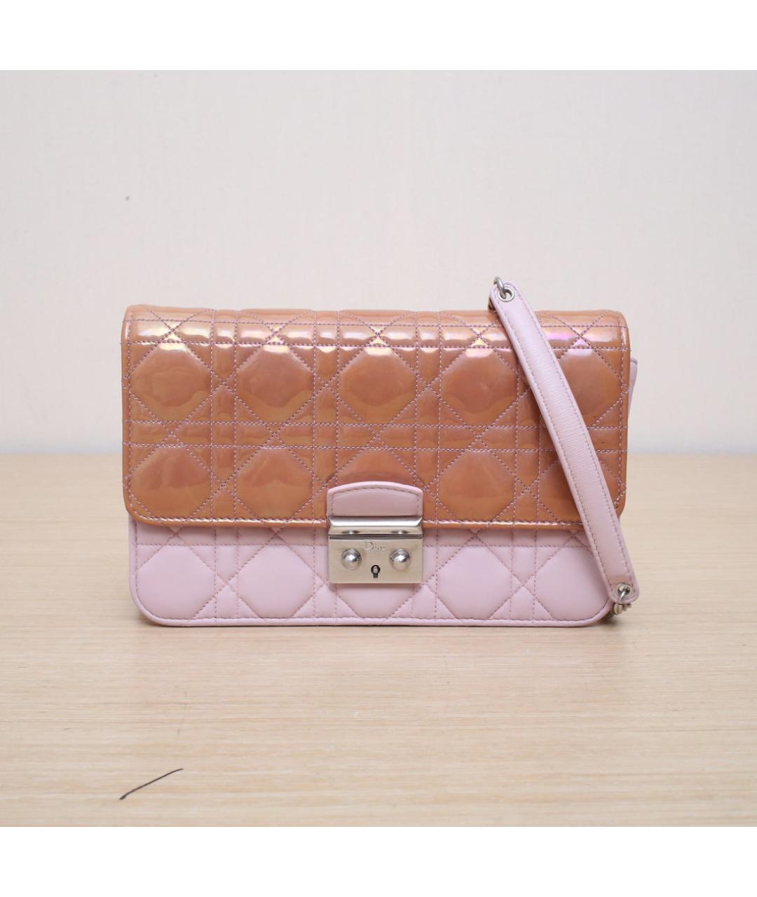 CHRISTIAN DIOR Розовая кожаная сумка через плечо, фото 3