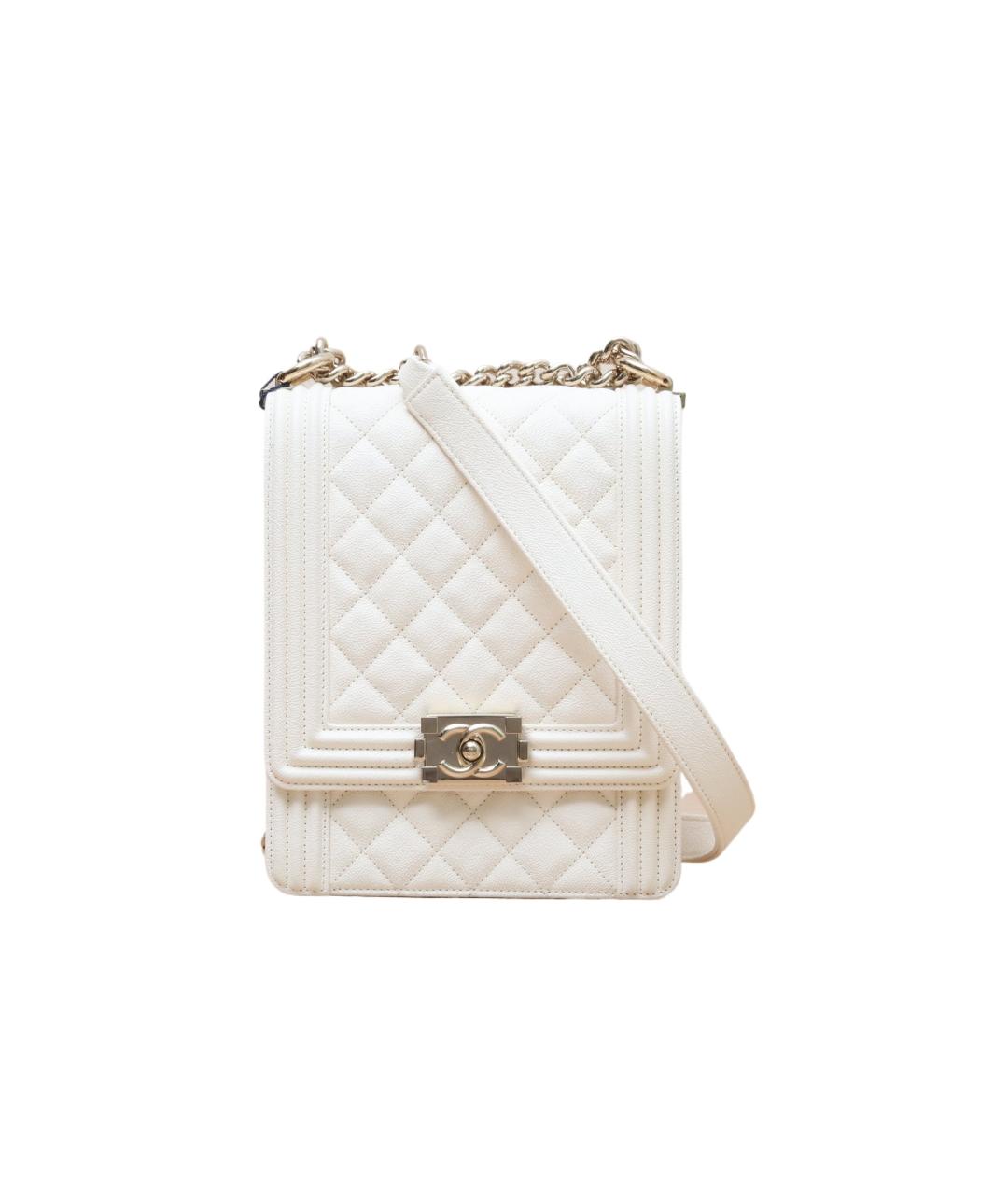 CHANEL Белая кожаная сумка через плечо, фото 1