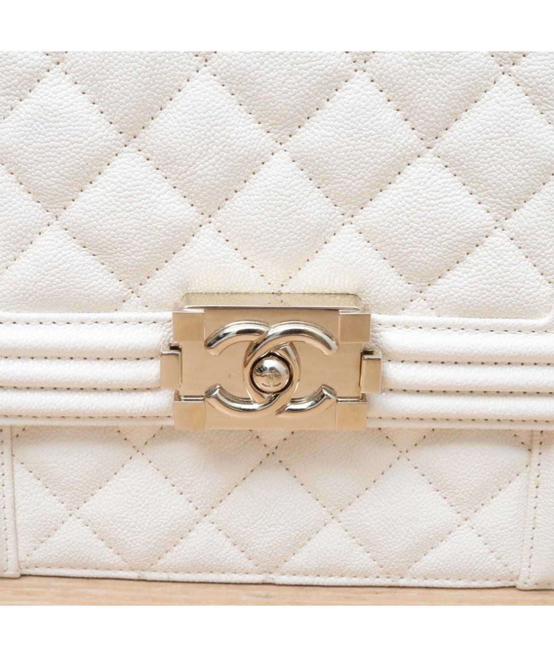 CHANEL Белая кожаная сумка через плечо, фото 8