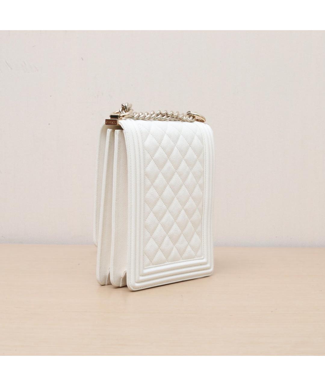 CHANEL Белая кожаная сумка через плечо, фото 6