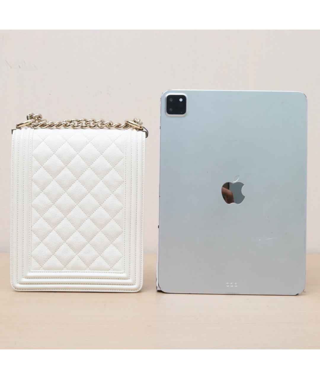 CHANEL Белая кожаная сумка через плечо, фото 7