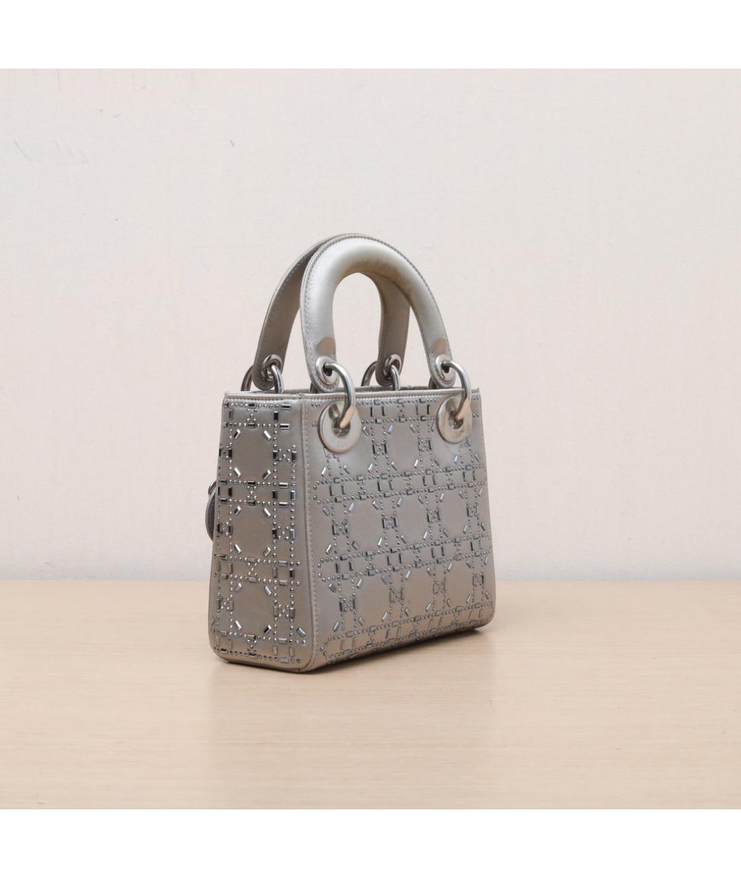 CHRISTIAN DIOR Серебряная кожаная сумка через плечо, фото 6