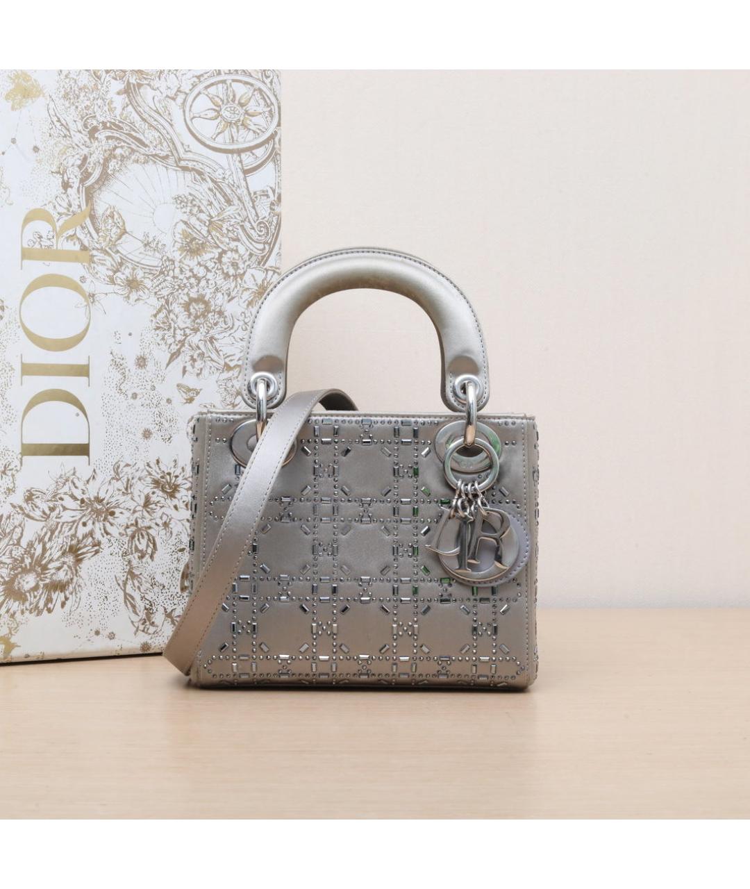 CHRISTIAN DIOR Серебряная кожаная сумка через плечо, фото 2