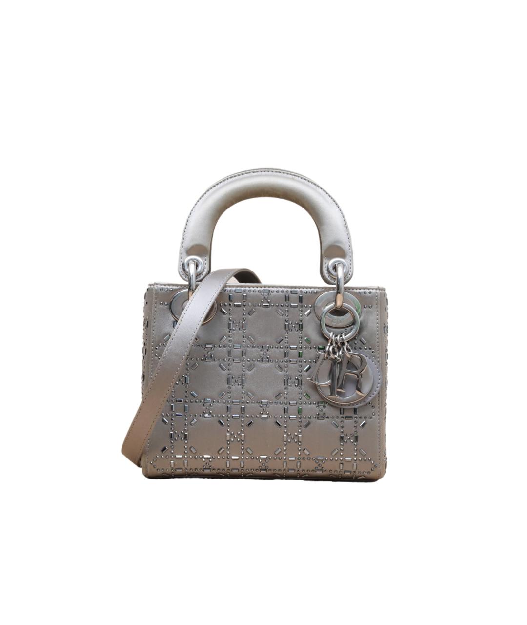 CHRISTIAN DIOR Серебряная кожаная сумка через плечо, фото 1