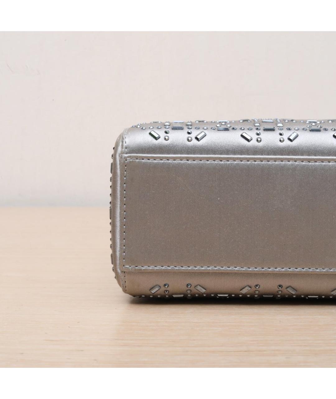 CHRISTIAN DIOR Серебряная кожаная сумка через плечо, фото 9