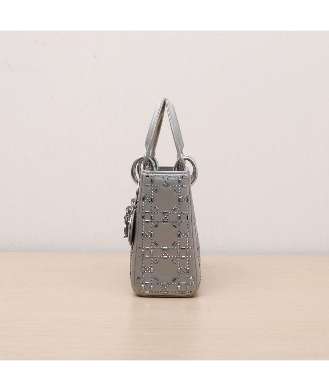 CHRISTIAN DIOR Серебряная кожаная сумка через плечо, фото 5