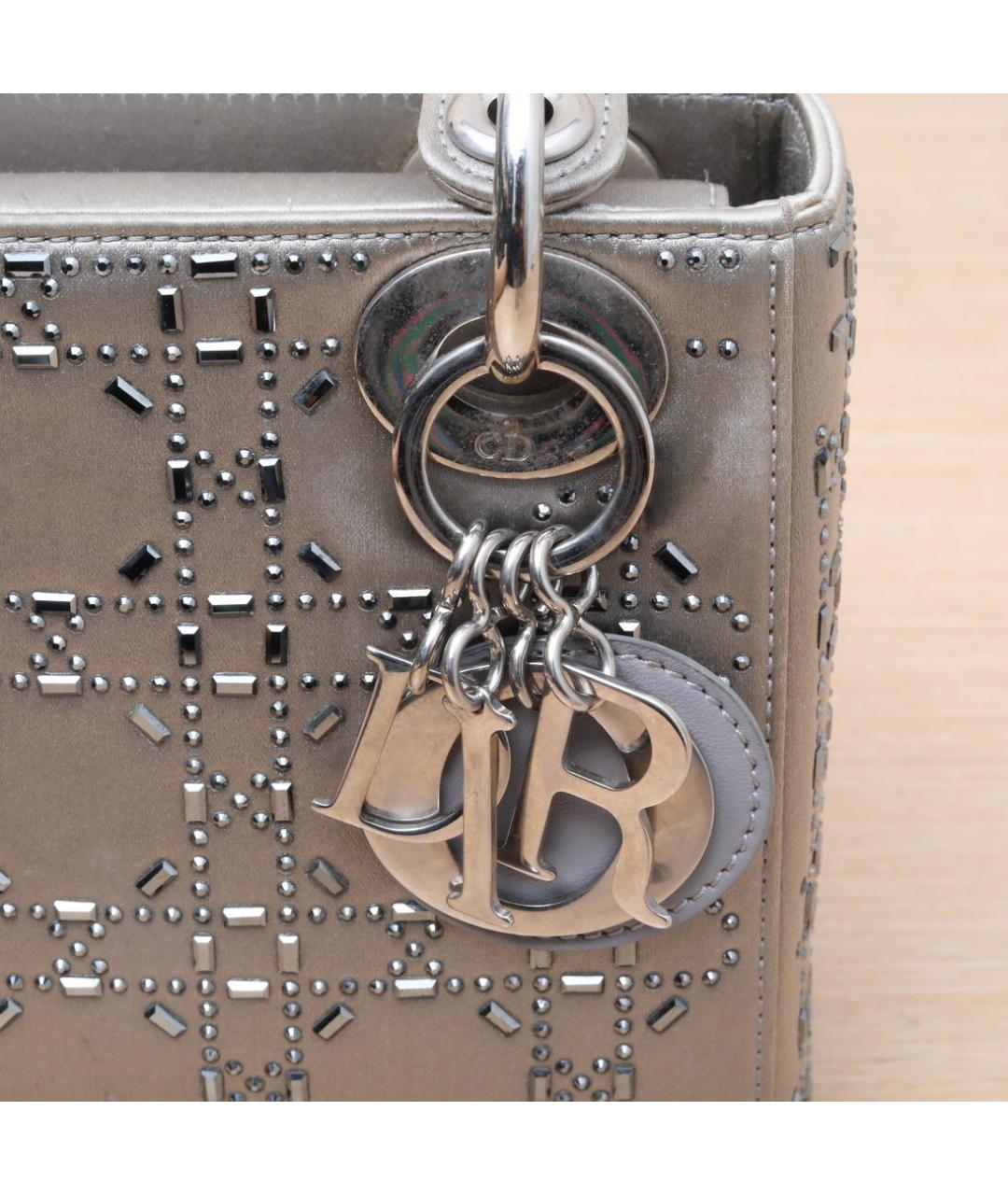 CHRISTIAN DIOR Серебряная кожаная сумка через плечо, фото 8