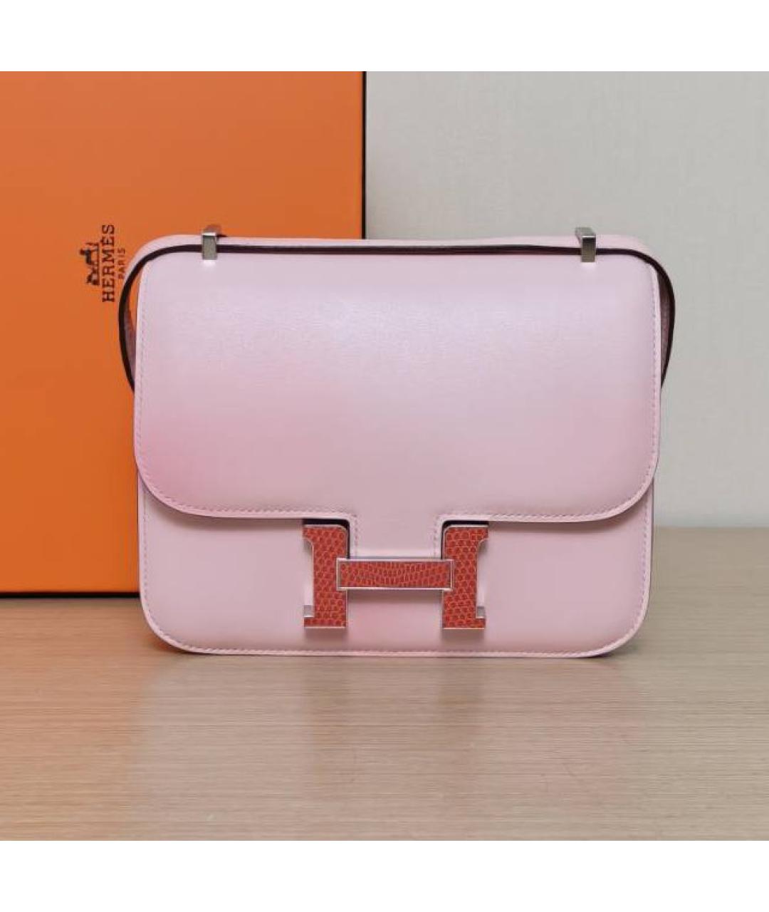 HERMES Розовая кожаная сумка через плечо, фото 3